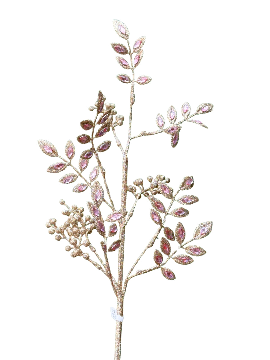 Jewel Leaf Berry Spray Pink Champagne 29''